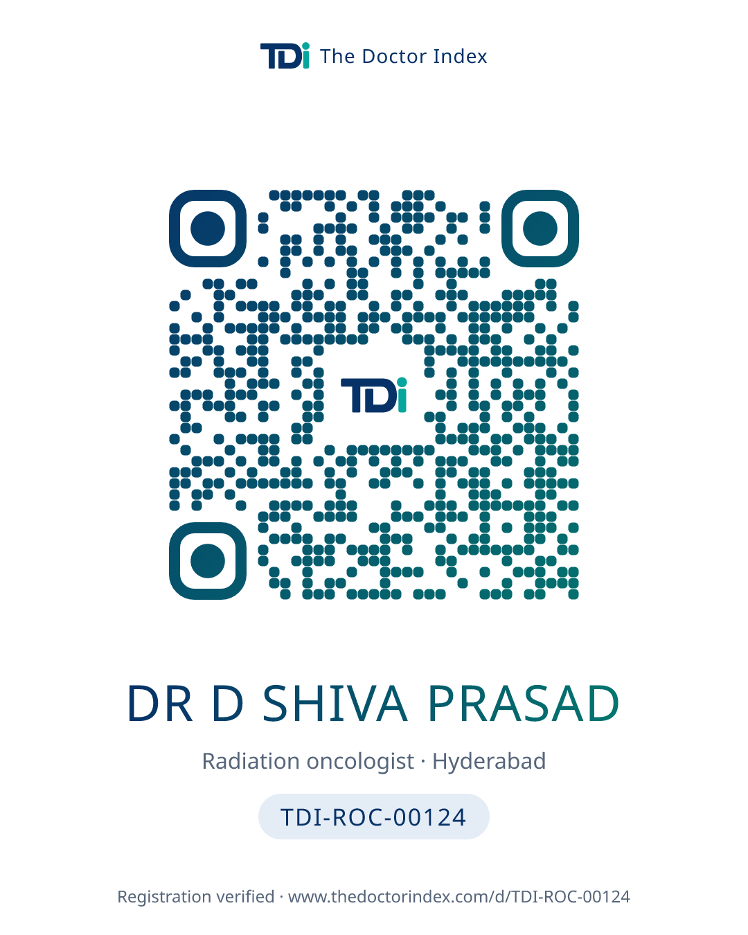 QR card for Dr D Shiva Prasad, TDI-ROC-00124