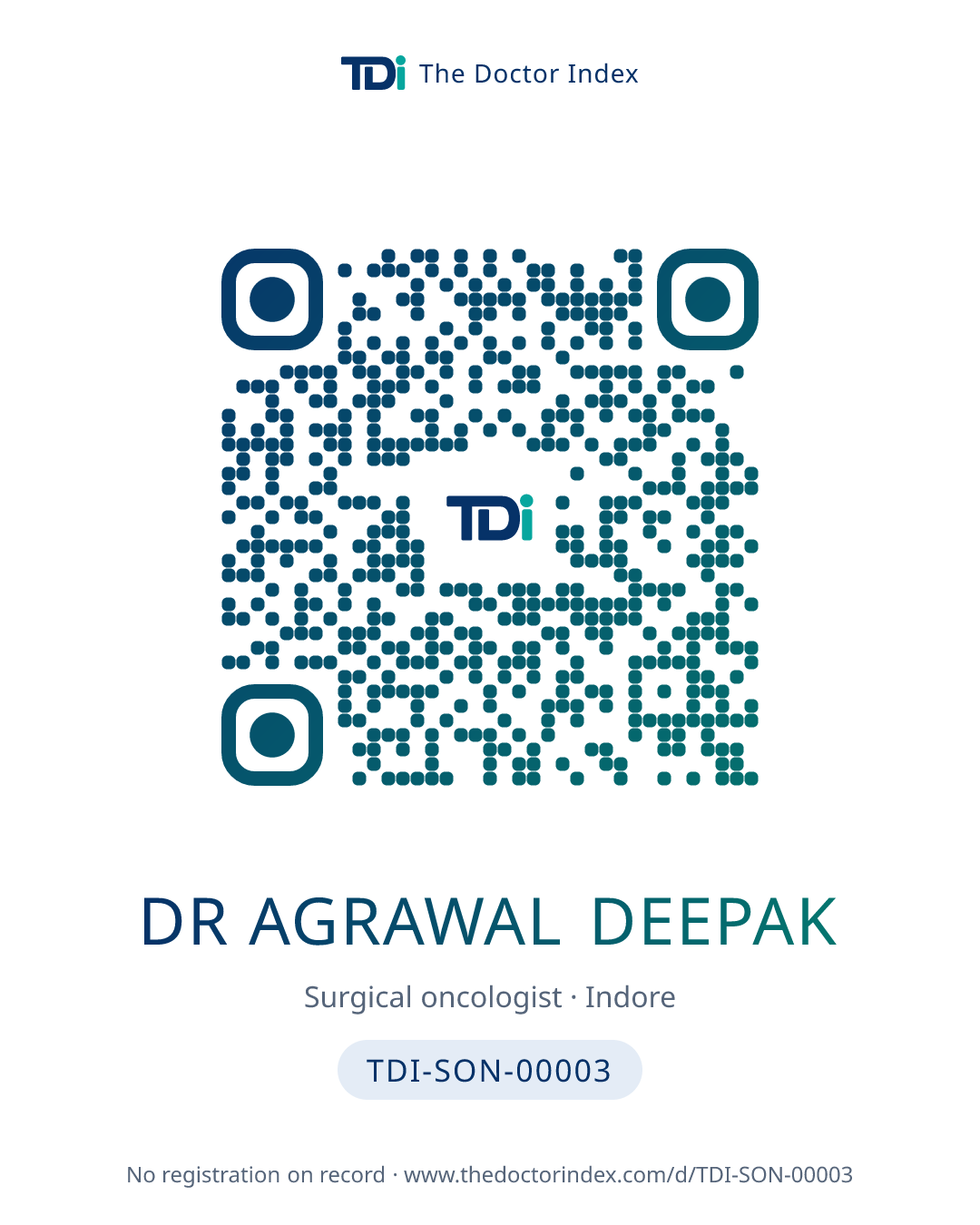 QR card for Dr Agrawal Deepak, TDI-SON-00003