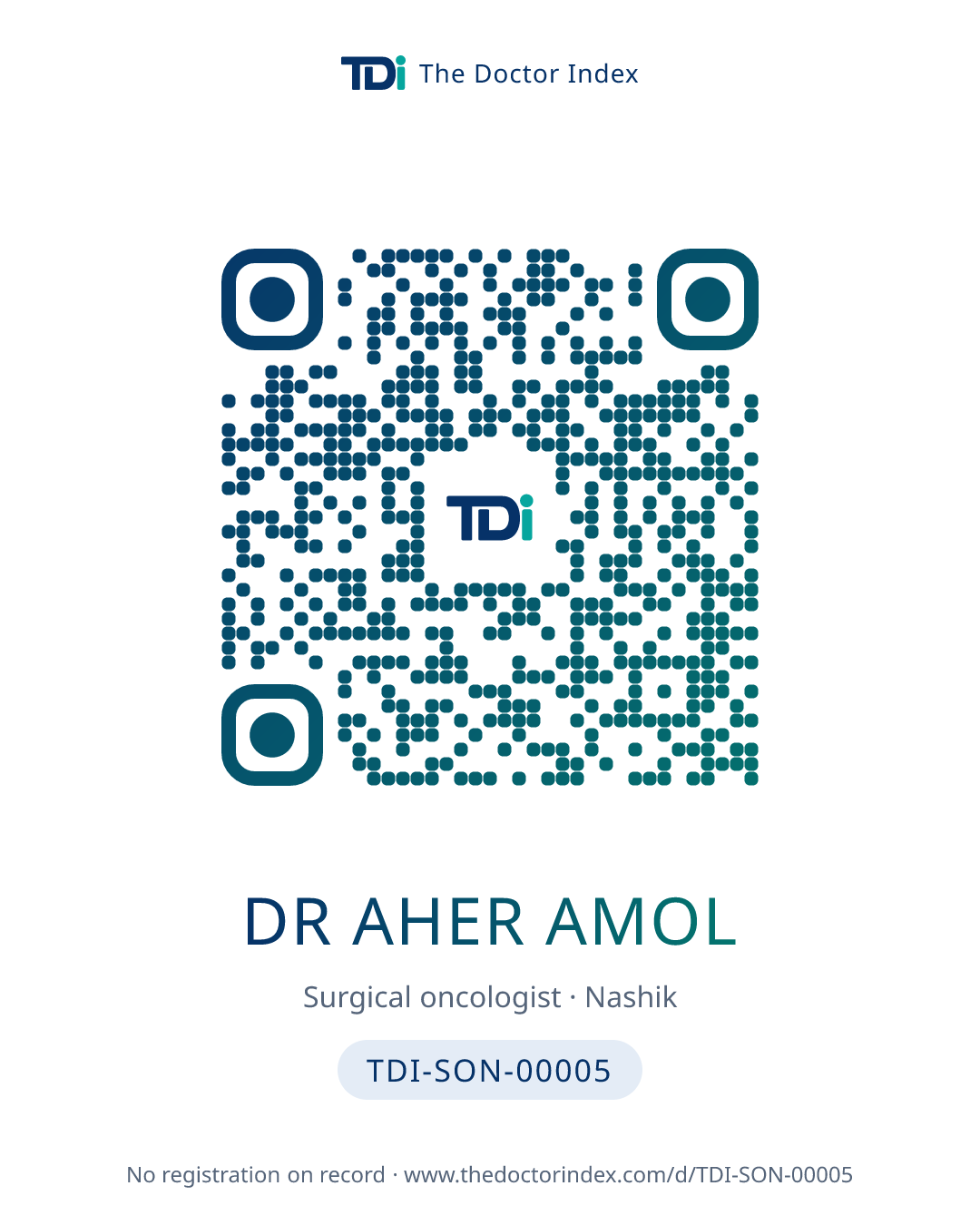 QR card for Dr Aher Amol, TDI-SON-00005