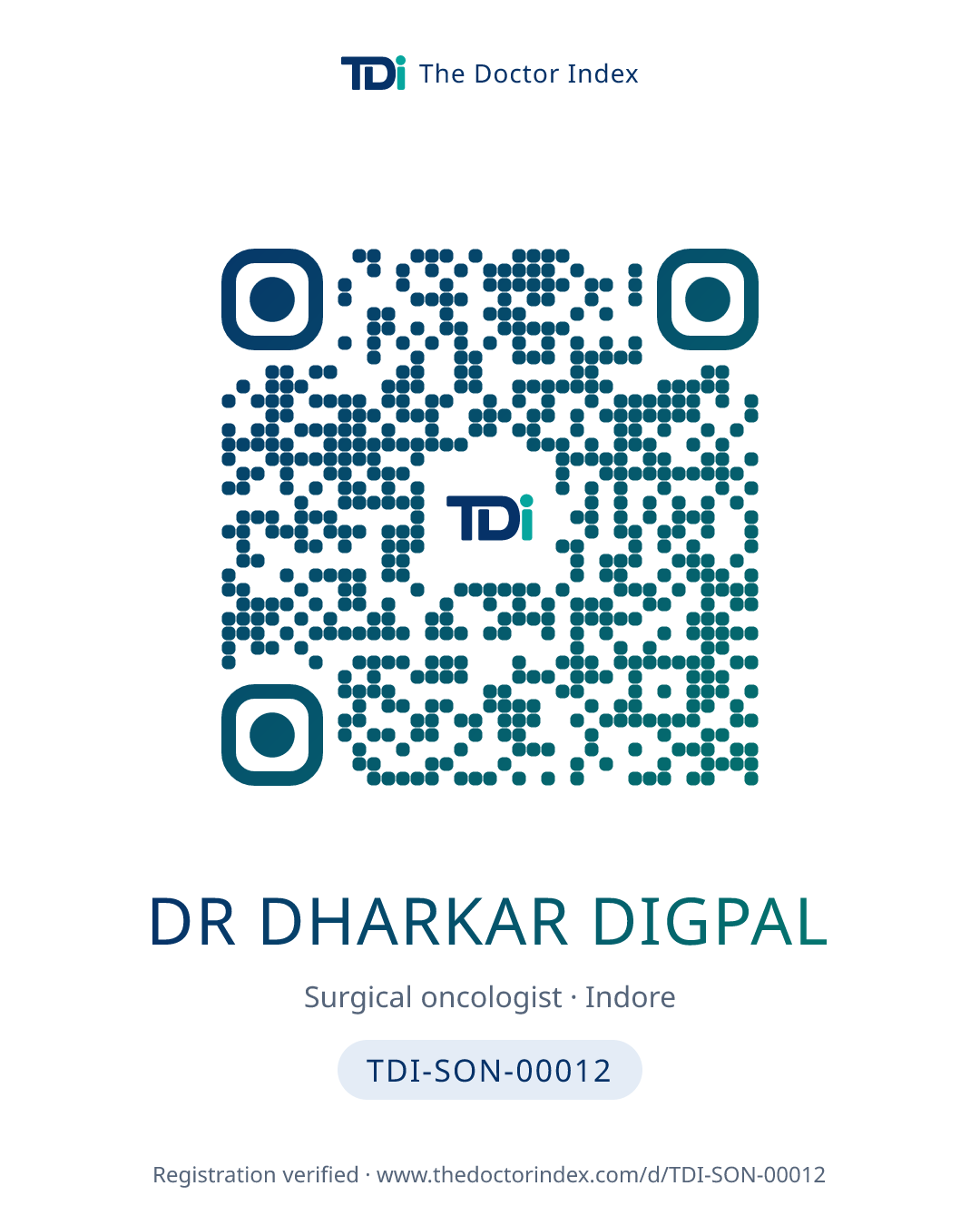 QR card for Dr Dharkar Digpal, TDI-SON-00012