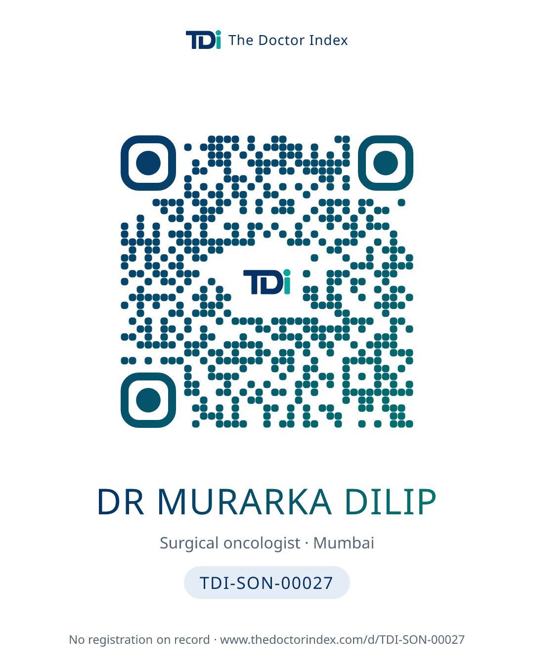 QR card for Dr Murarka Dilip, TDI-SON-00027