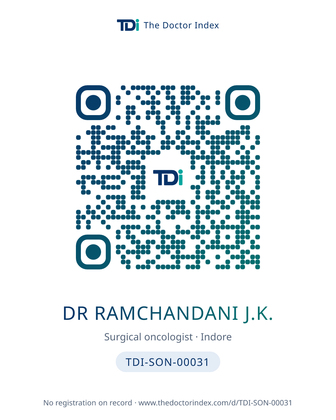 QR card for Dr Ramchandani J.K., TDI-SON-00031