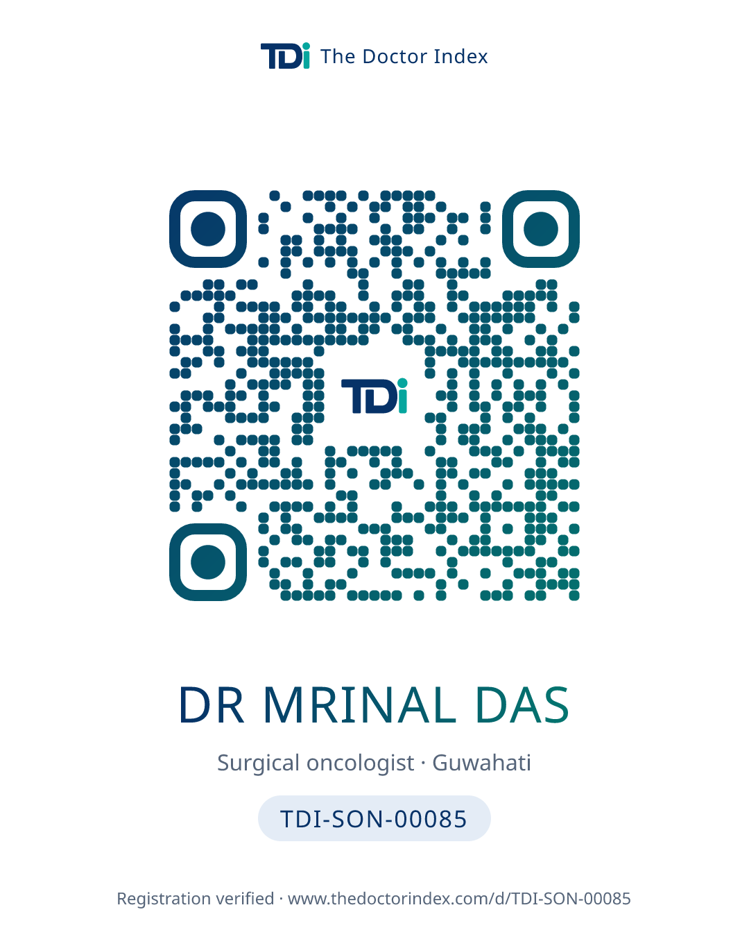QR card for Dr Mrinal Das, TDI-SON-00085