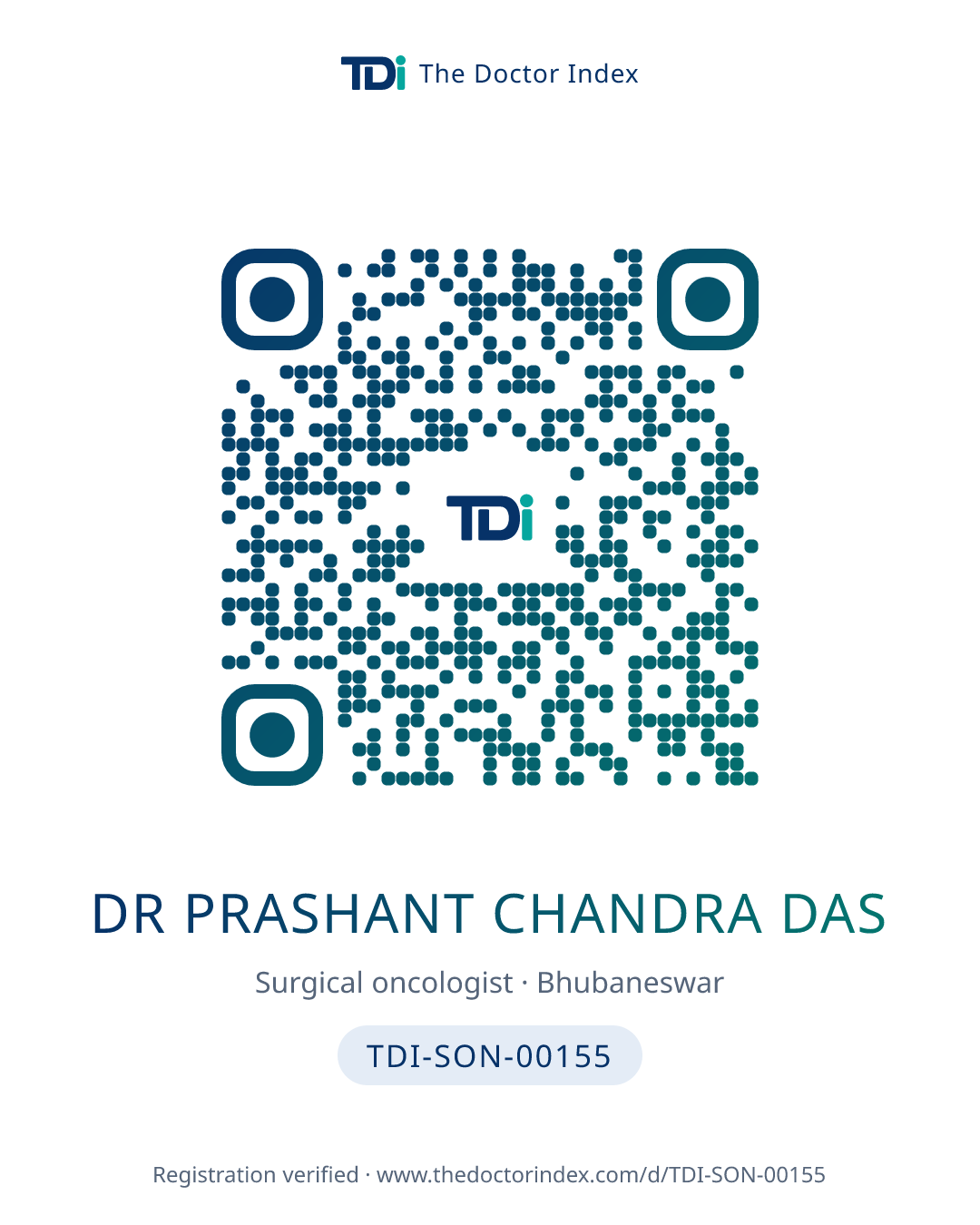 QR card for Dr Prashant Chandra Das, TDI-SON-00155