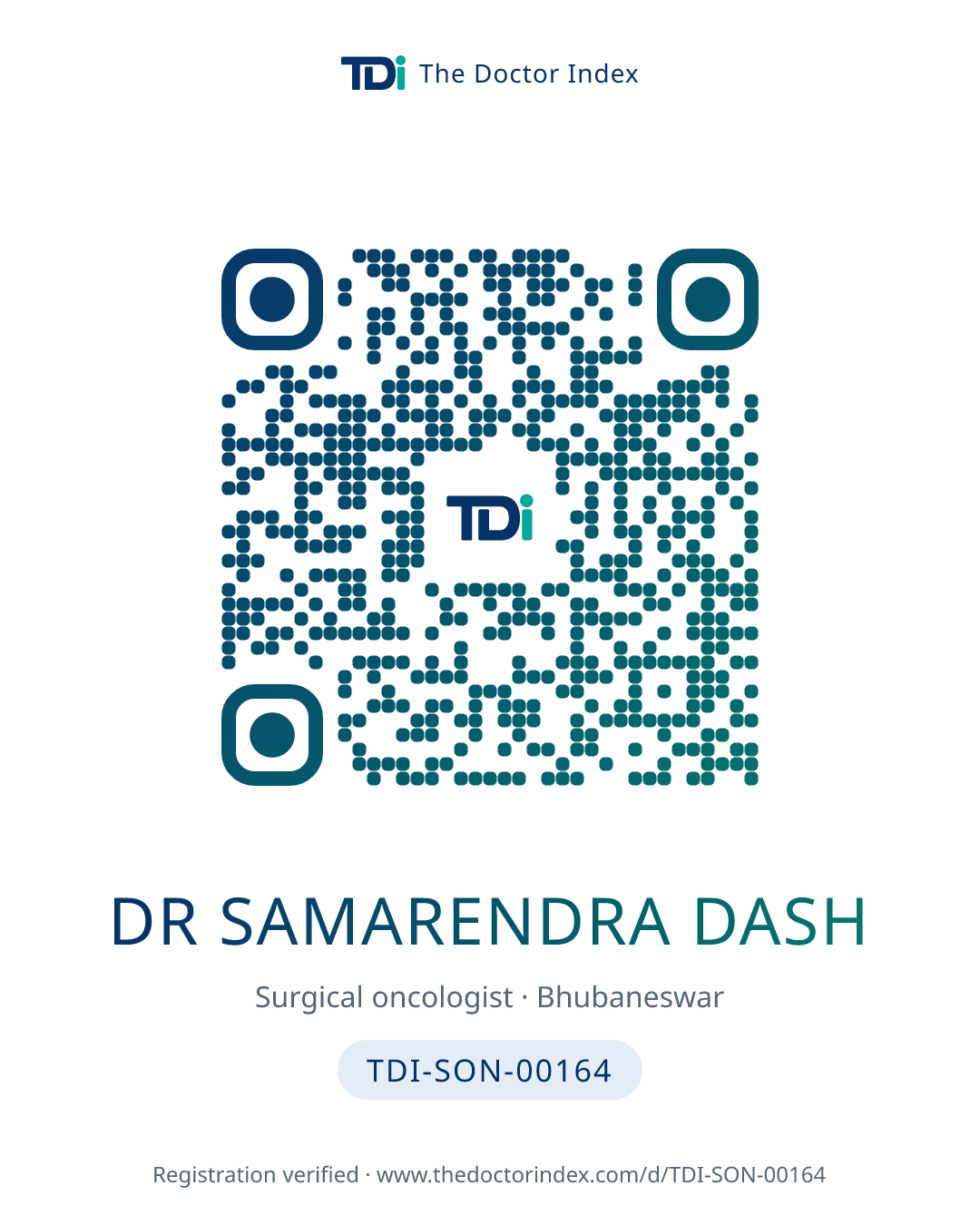 QR card for Dr Samarendra Dash, TDI-SON-00164