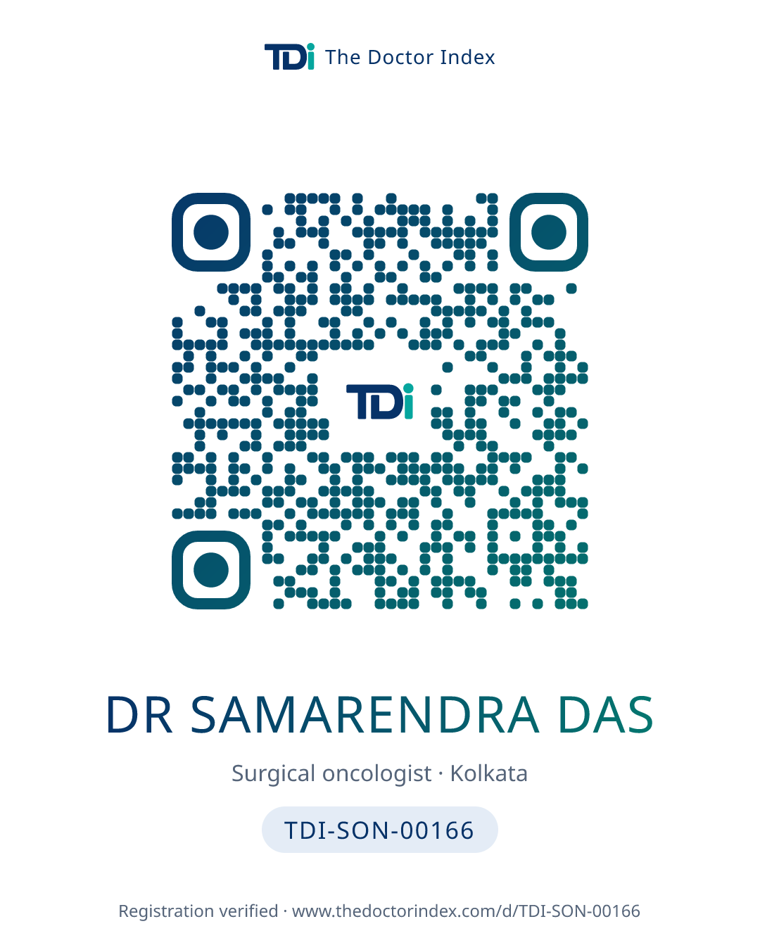 QR card for Dr Samarendra Das, TDI-SON-00166