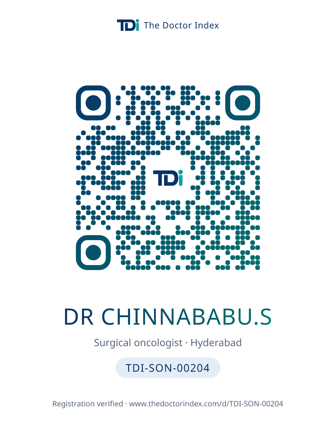 QR card for Dr Chinnababu.S, TDI-SON-00204