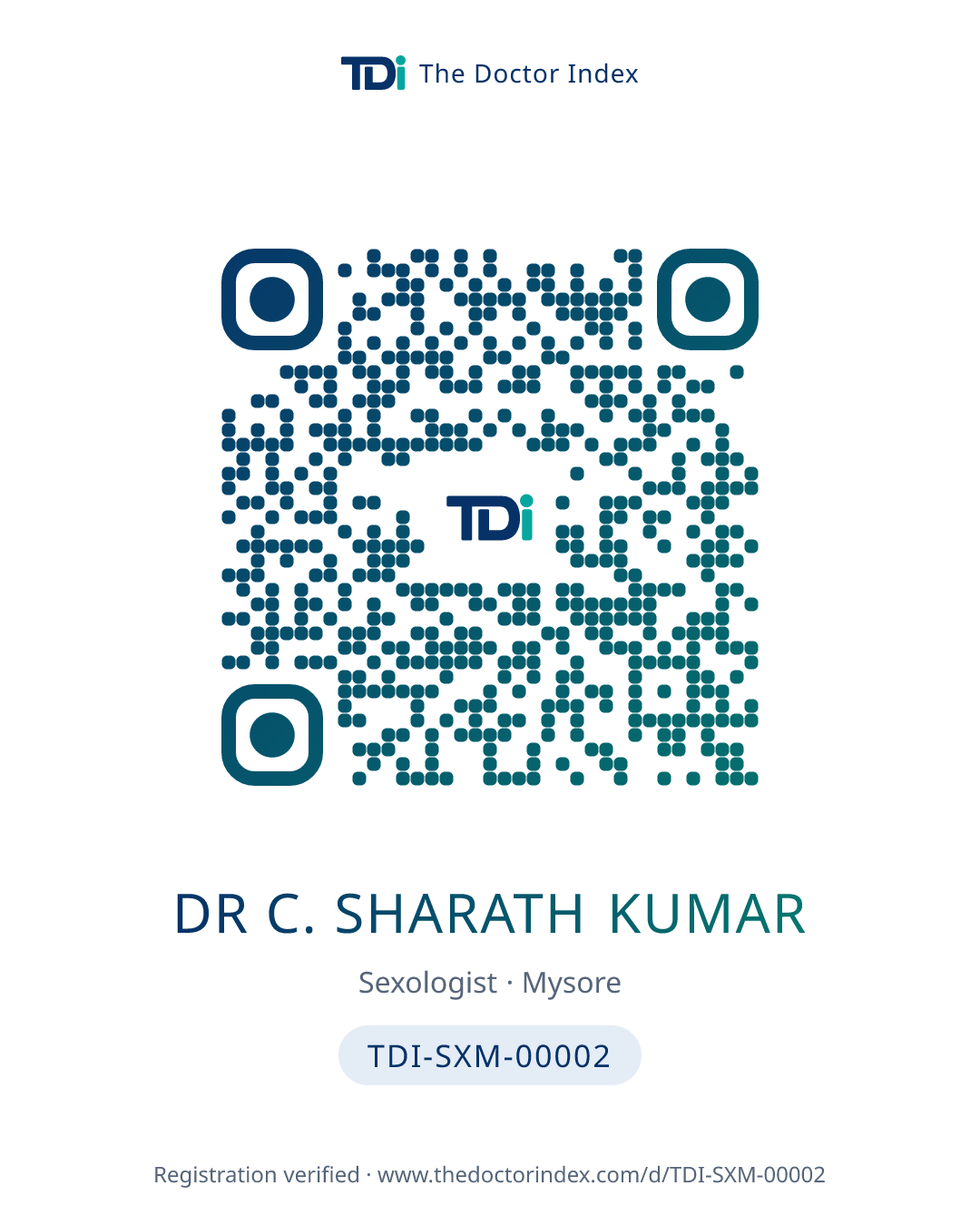 QR card for Dr C. Sharath Kumar, TDI-SXM-00002