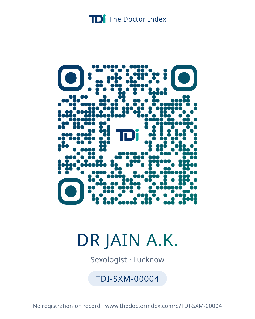 QR card for Dr Jain A.K., TDI-SXM-00004