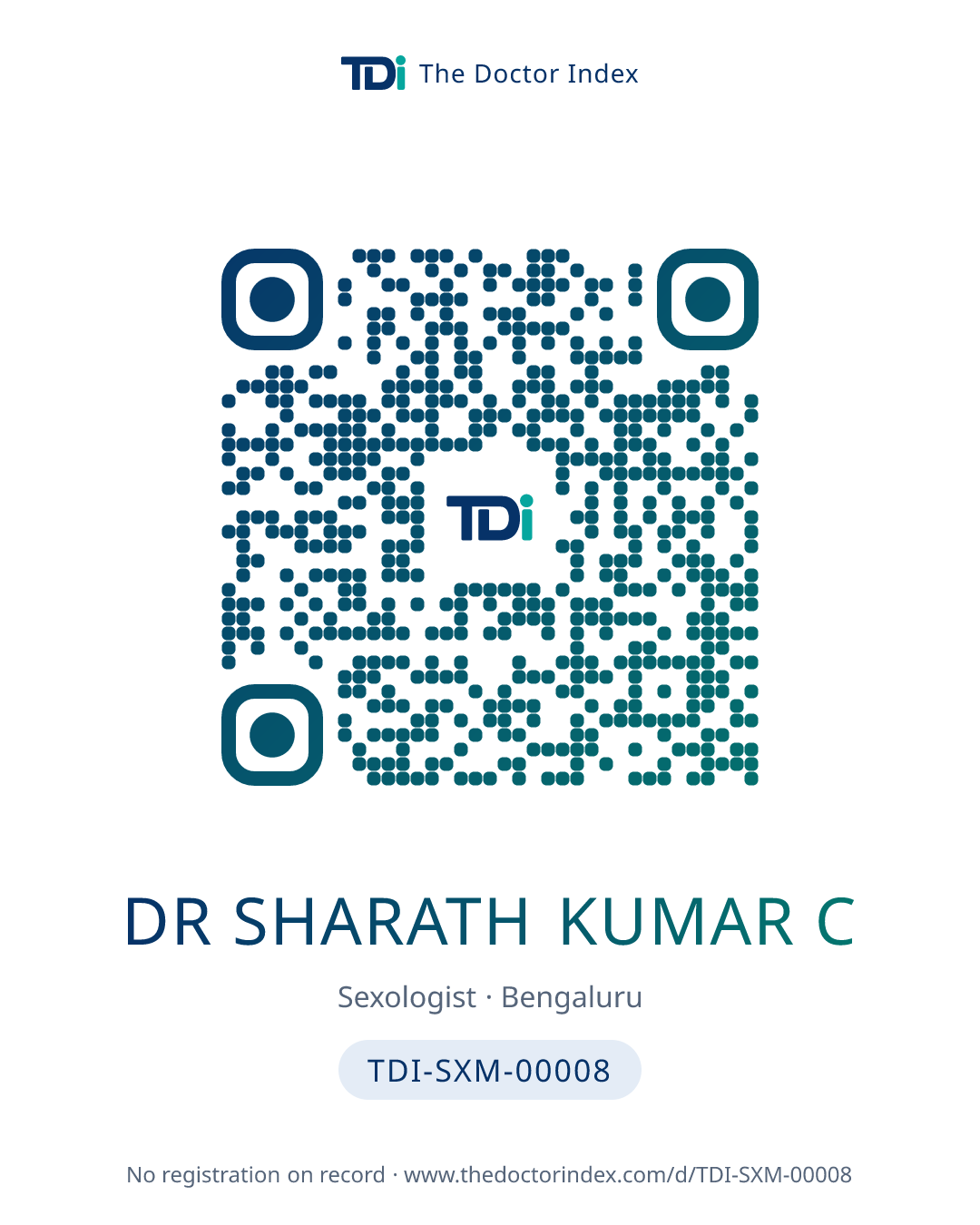 QR card for Dr Sharath Kumar C, TDI-SXM-00008