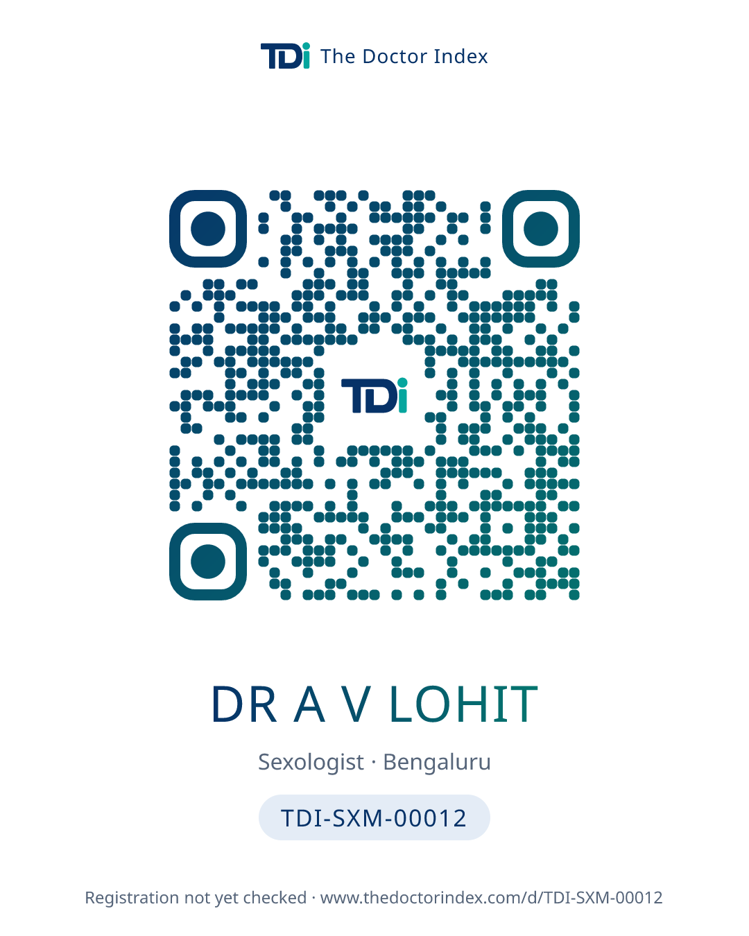 QR card for Dr A V Lohit, TDI-SXM-00012