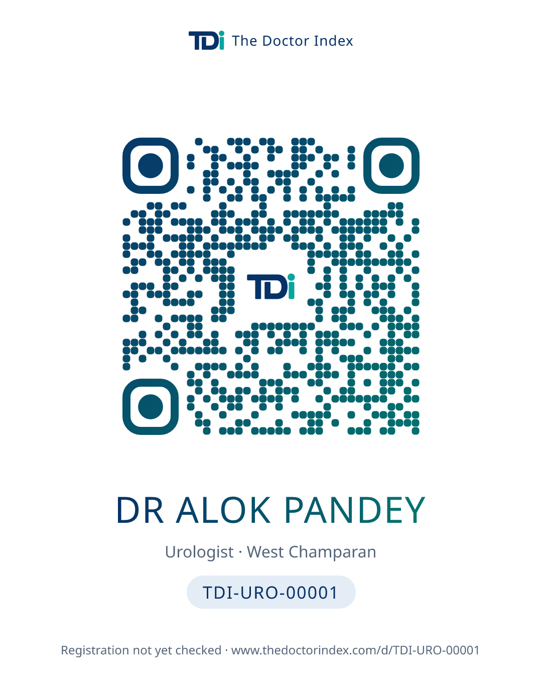 QR card for Dr Alok Pandey, TDI-URO-00001