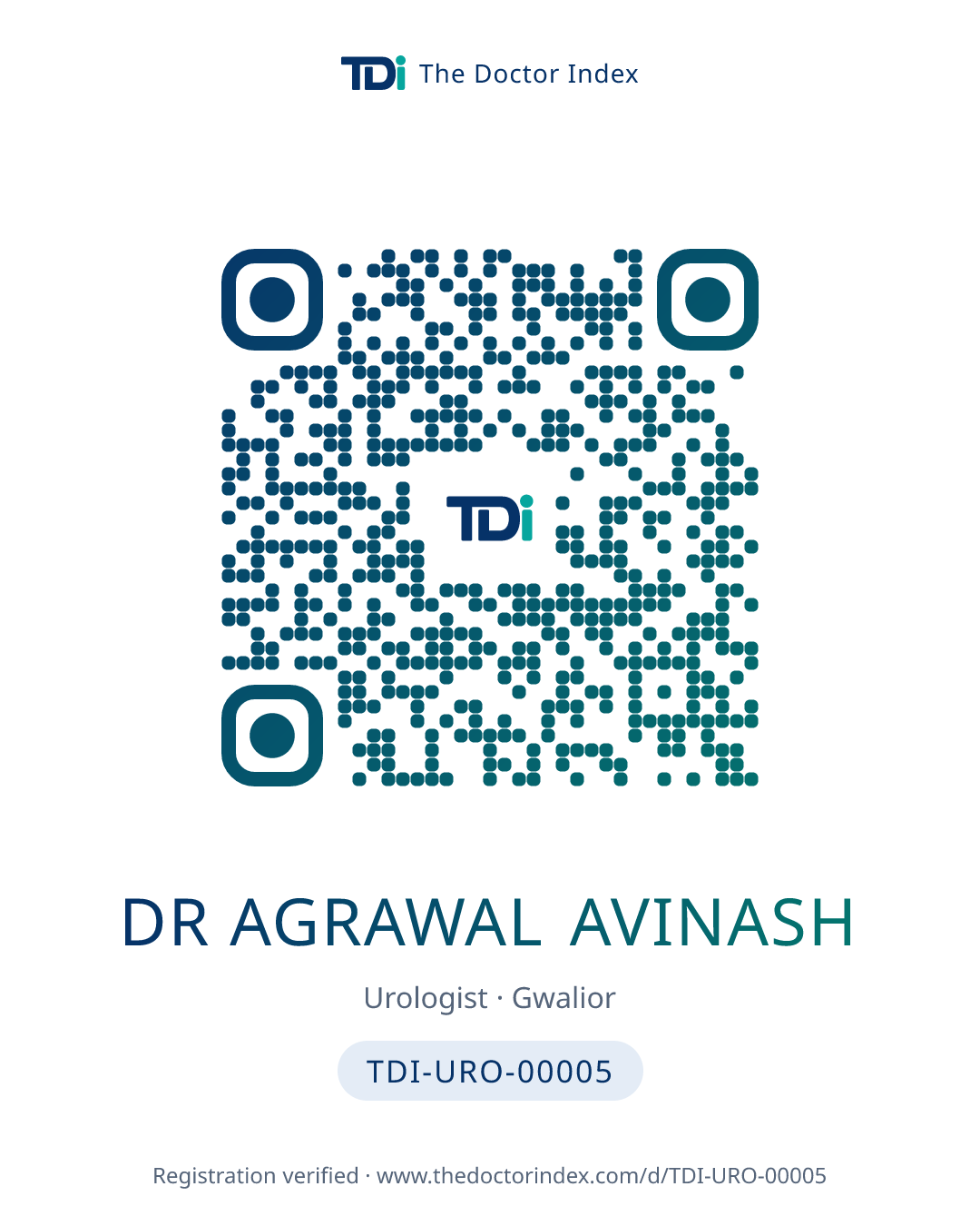 QR card for Dr Agrawal Avinash, TDI-URO-00005