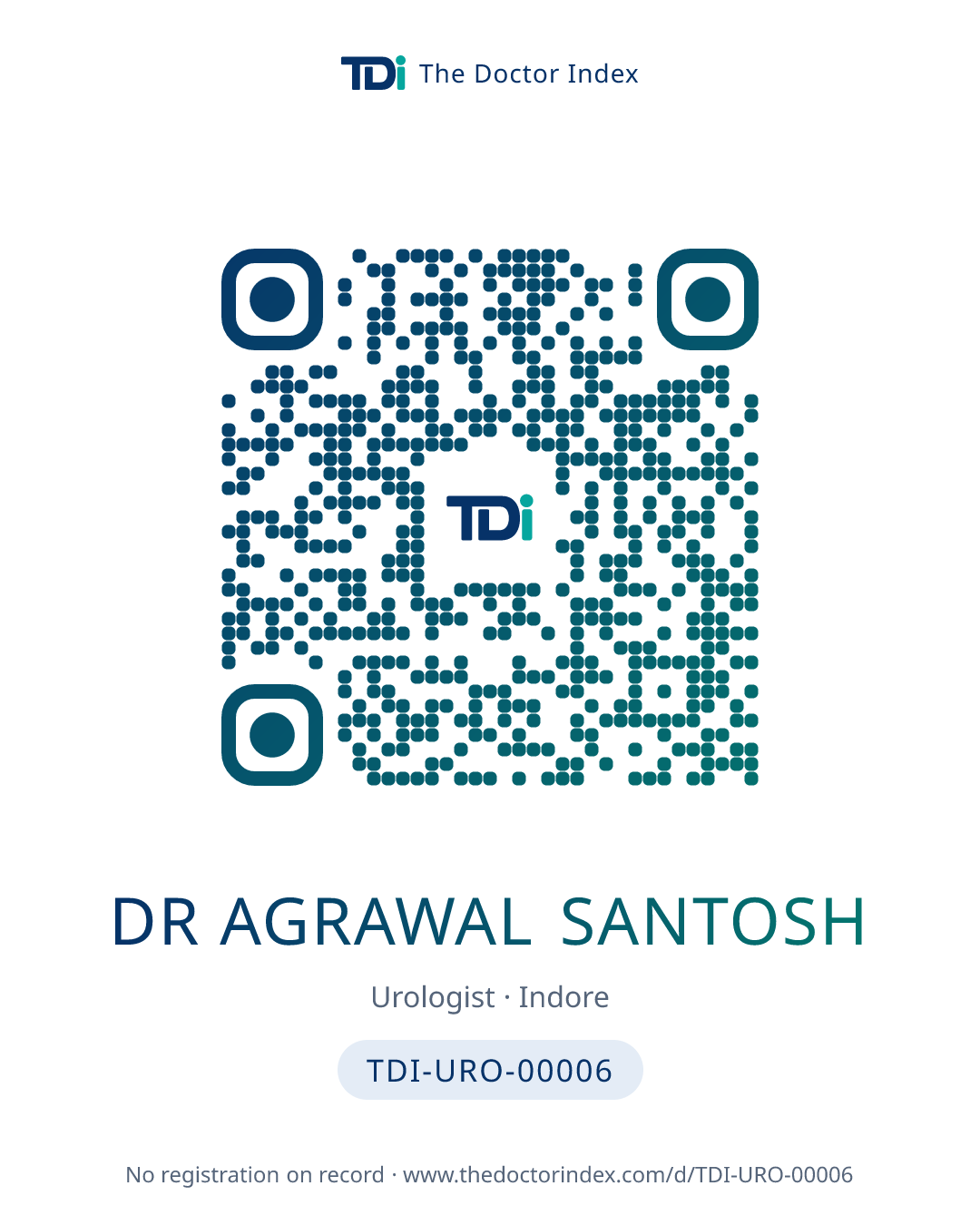 QR card for Dr Agrawal Santosh, TDI-URO-00006