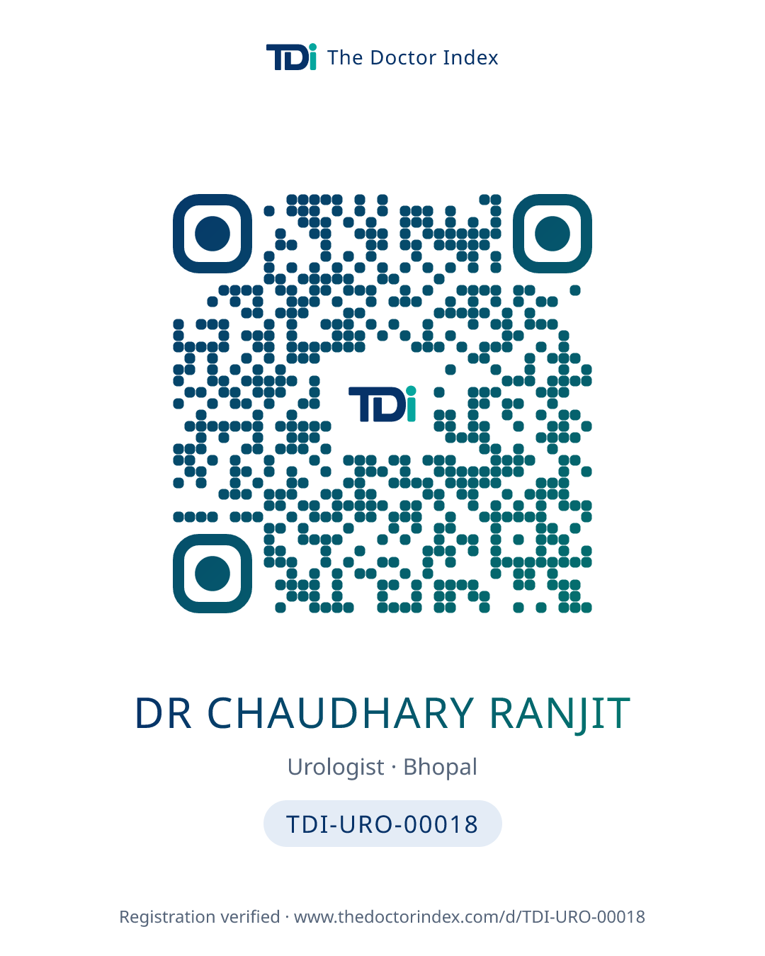 QR card for Dr Chaudhary Ranjit, TDI-URO-00018