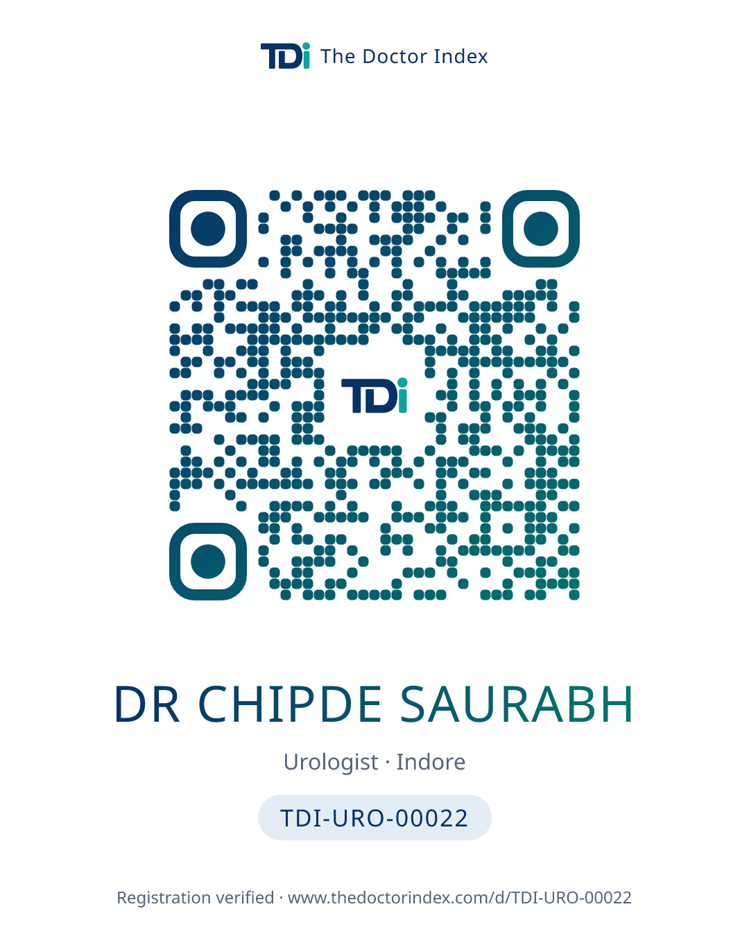 QR card for Dr Chipde Saurabh, TDI-URO-00022
