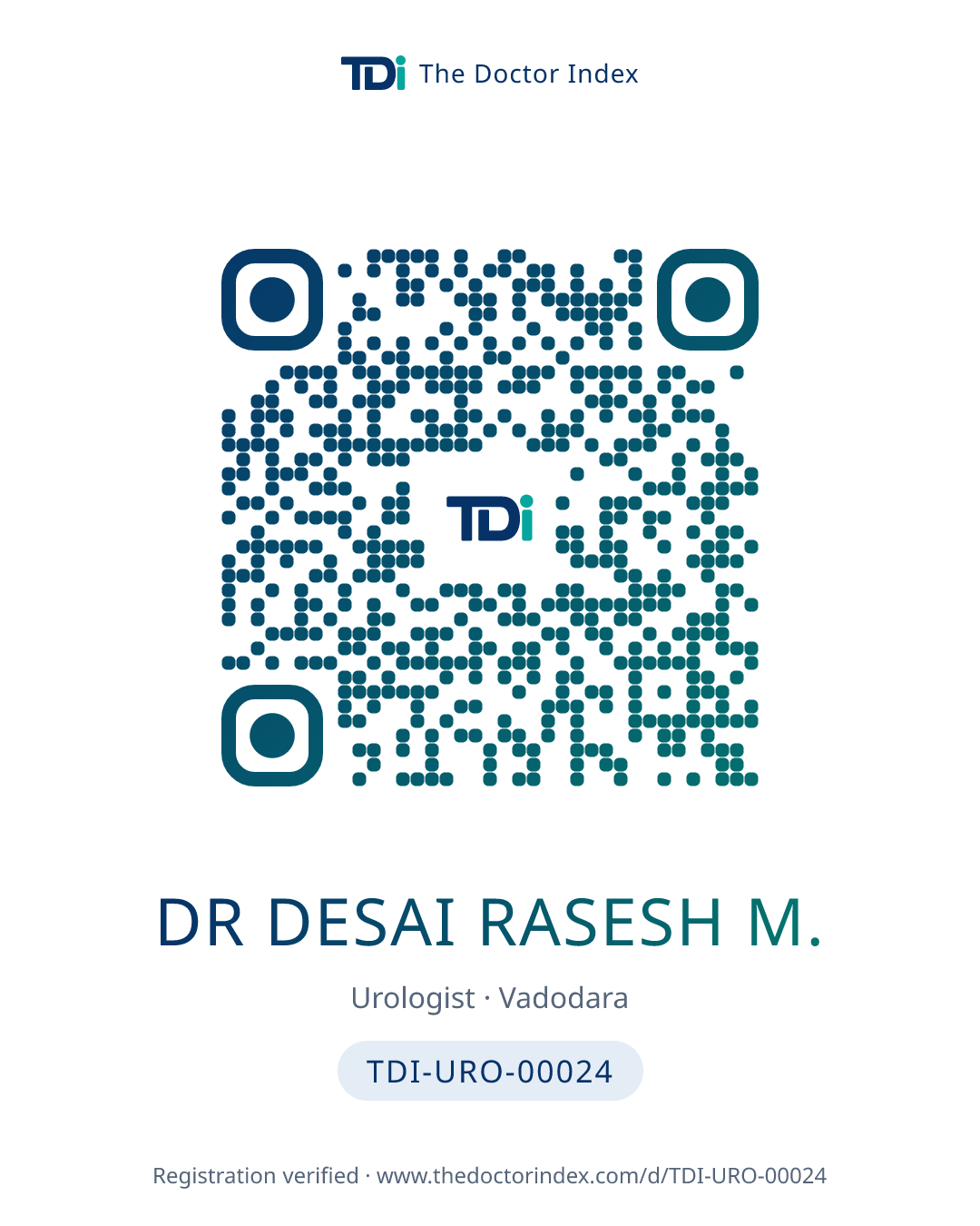 QR card for Dr Desai Rasesh M., TDI-URO-00024