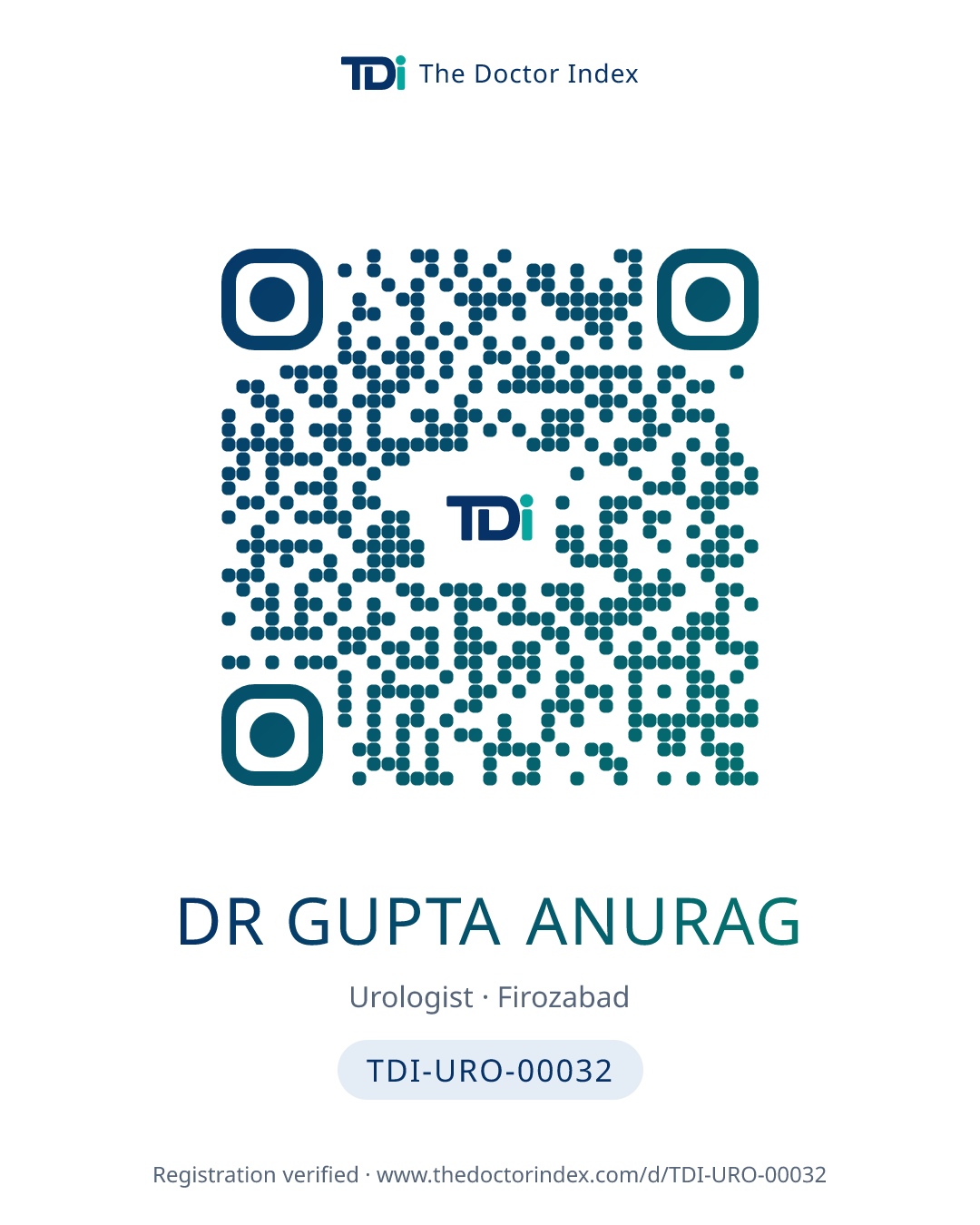 QR card for Dr Gupta Anurag, TDI-URO-00032