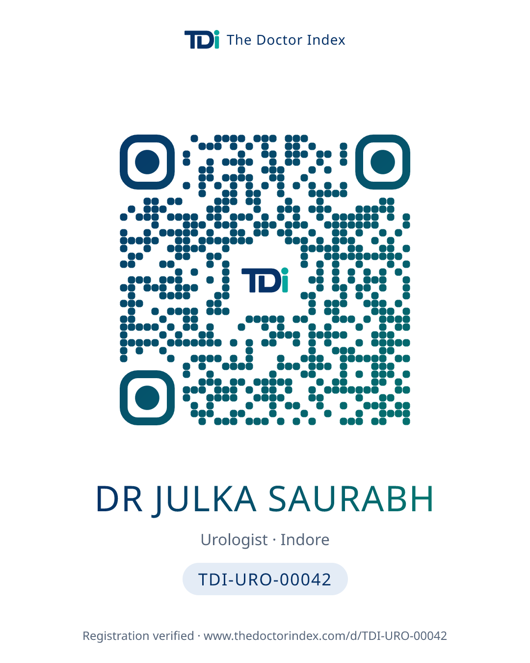 QR card for Dr Julka Saurabh, TDI-URO-00042
