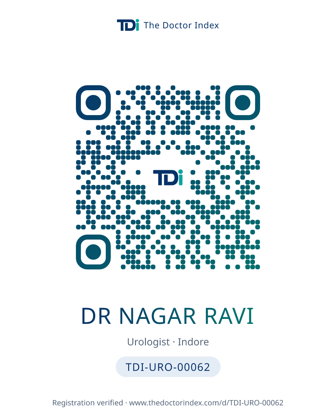 QR card for Dr Nagar Ravi, TDI-URO-00062