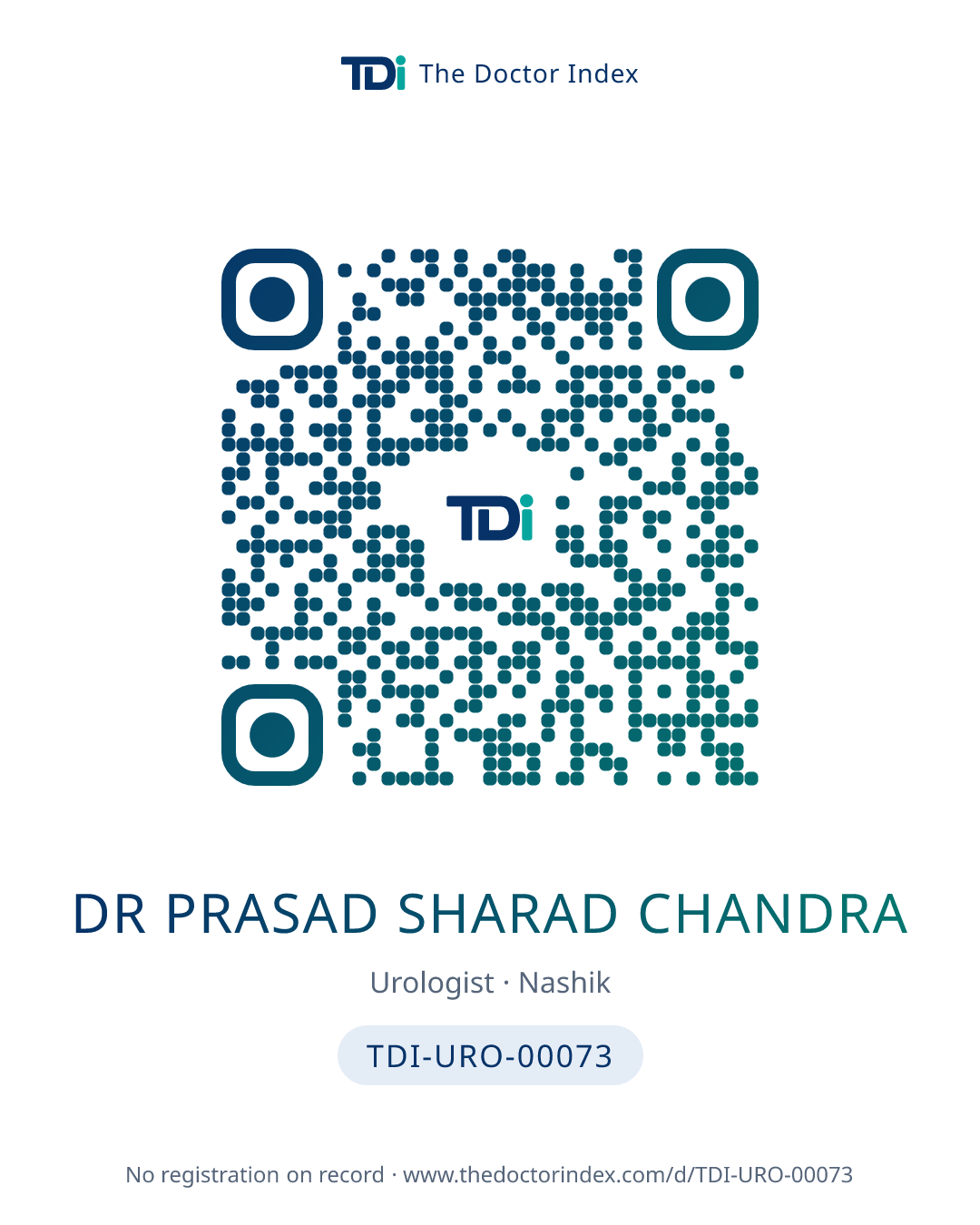 QR card for Dr Prasad Sharad Chandra, TDI-URO-00073