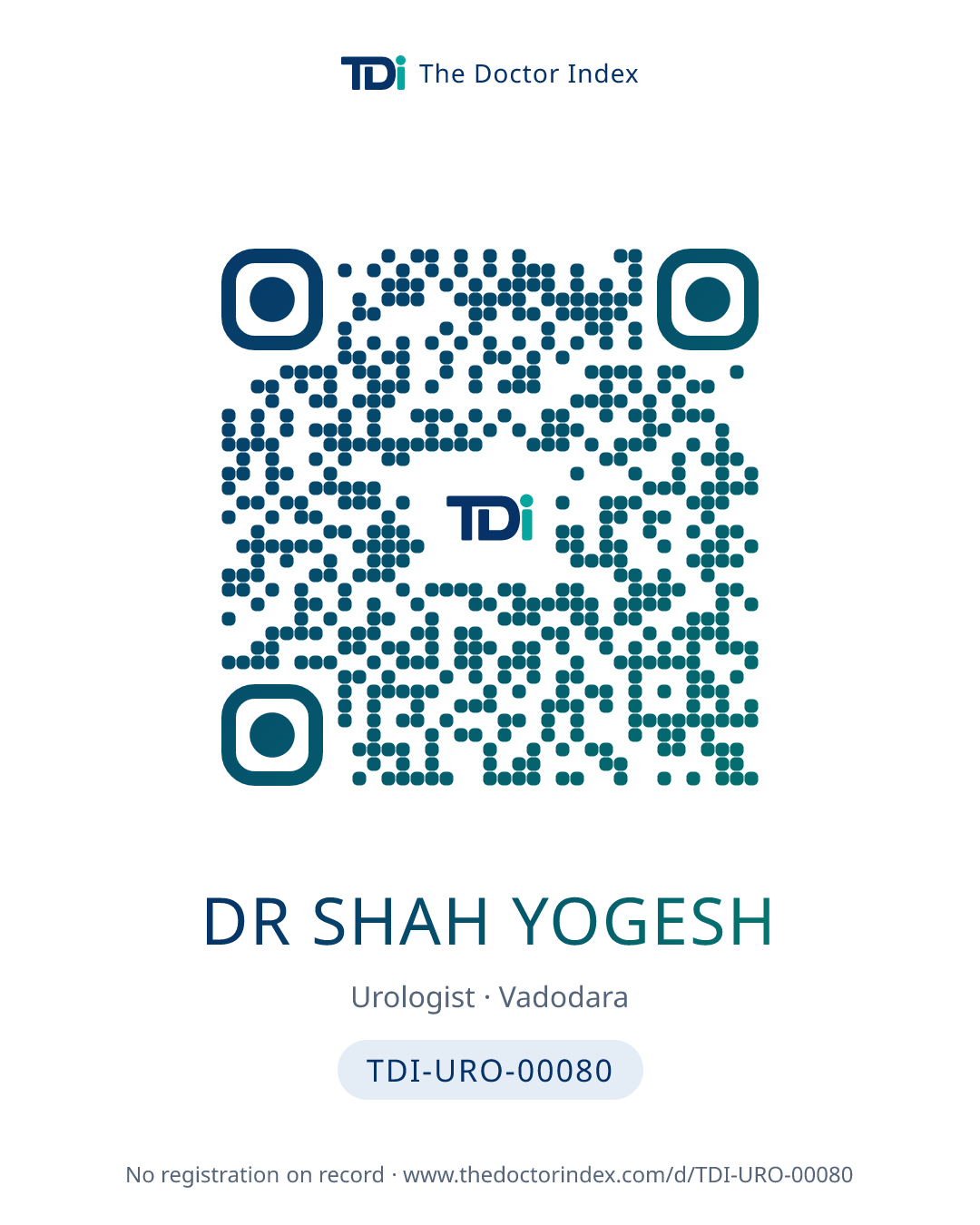 QR card for Dr Shah Yogesh, TDI-URO-00080