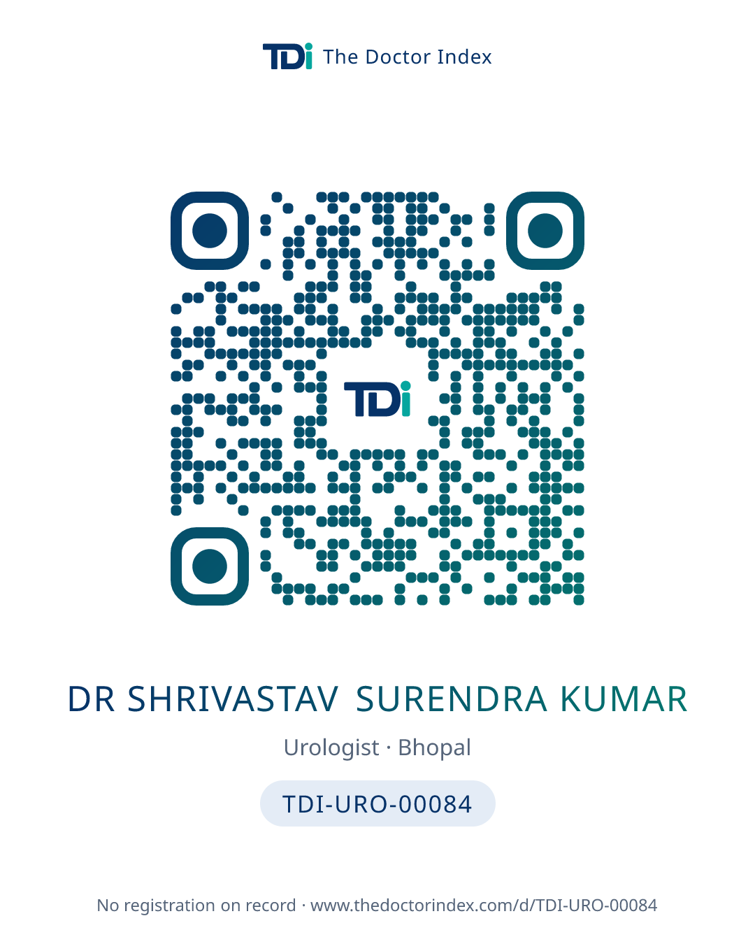 QR card for Dr Shrivastav Surendra Kumar, TDI-URO-00084