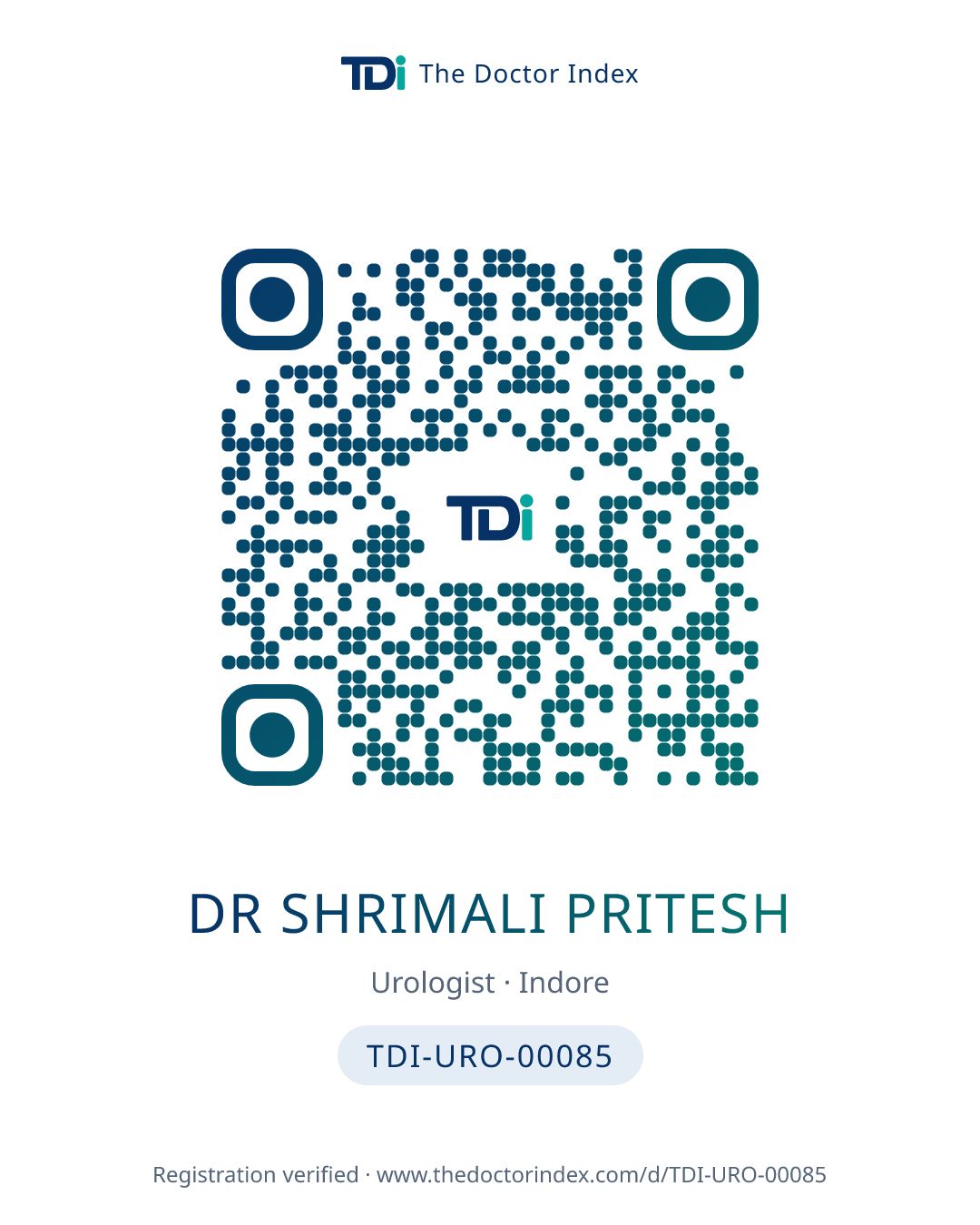 QR card for Dr Shrimali Pritesh, TDI-URO-00085