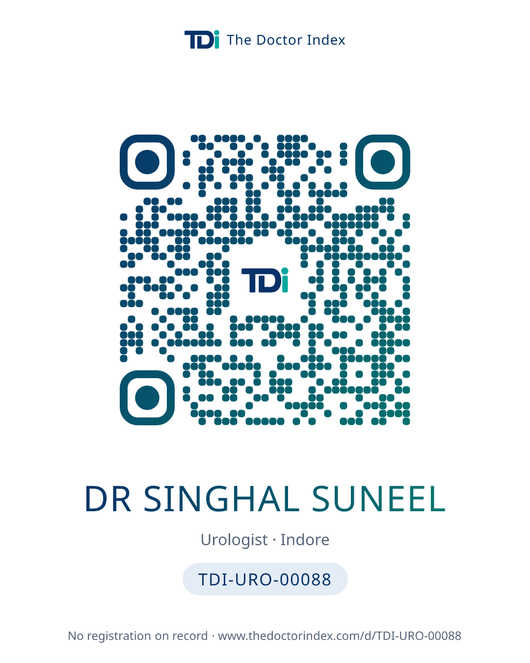 QR card for Dr Singhal Suneel, TDI-URO-00088