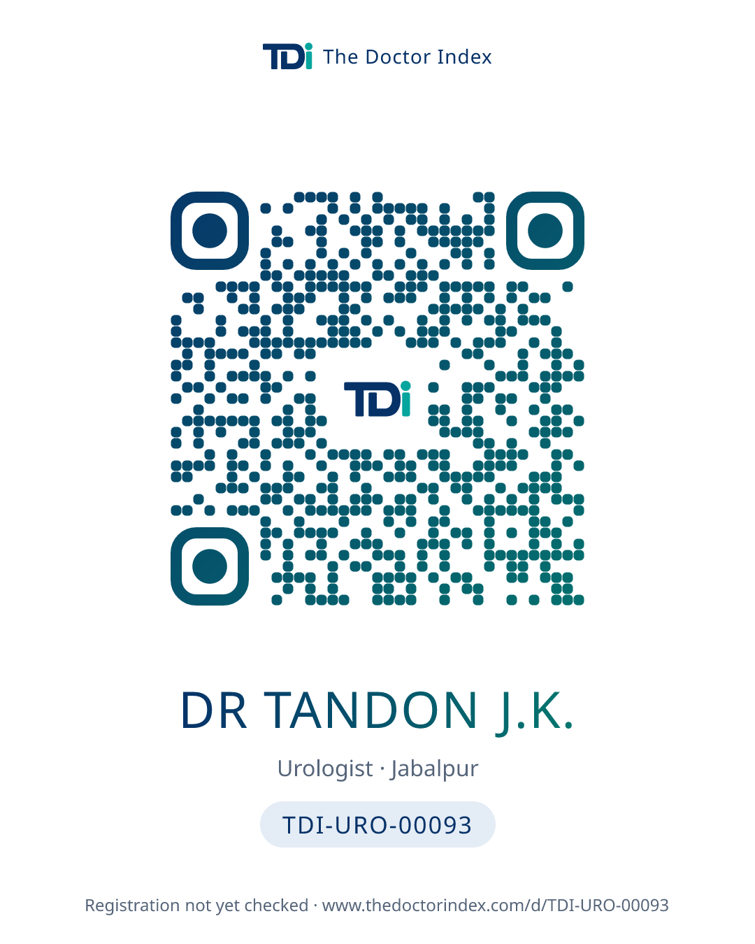 QR card for Dr Tandon J.K., TDI-URO-00093