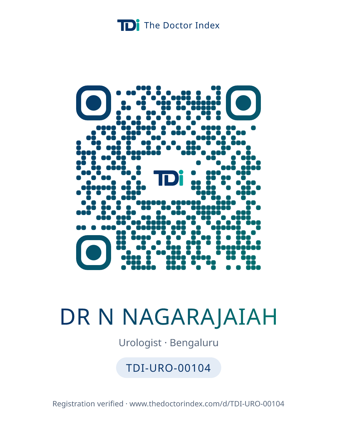 QR card for Dr N Nagarajaiah, TDI-URO-00104