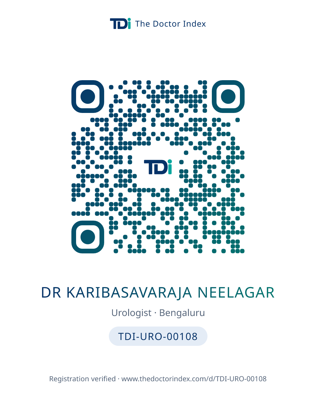 QR card for Dr Karibasavaraja Neelagar, TDI-URO-00108