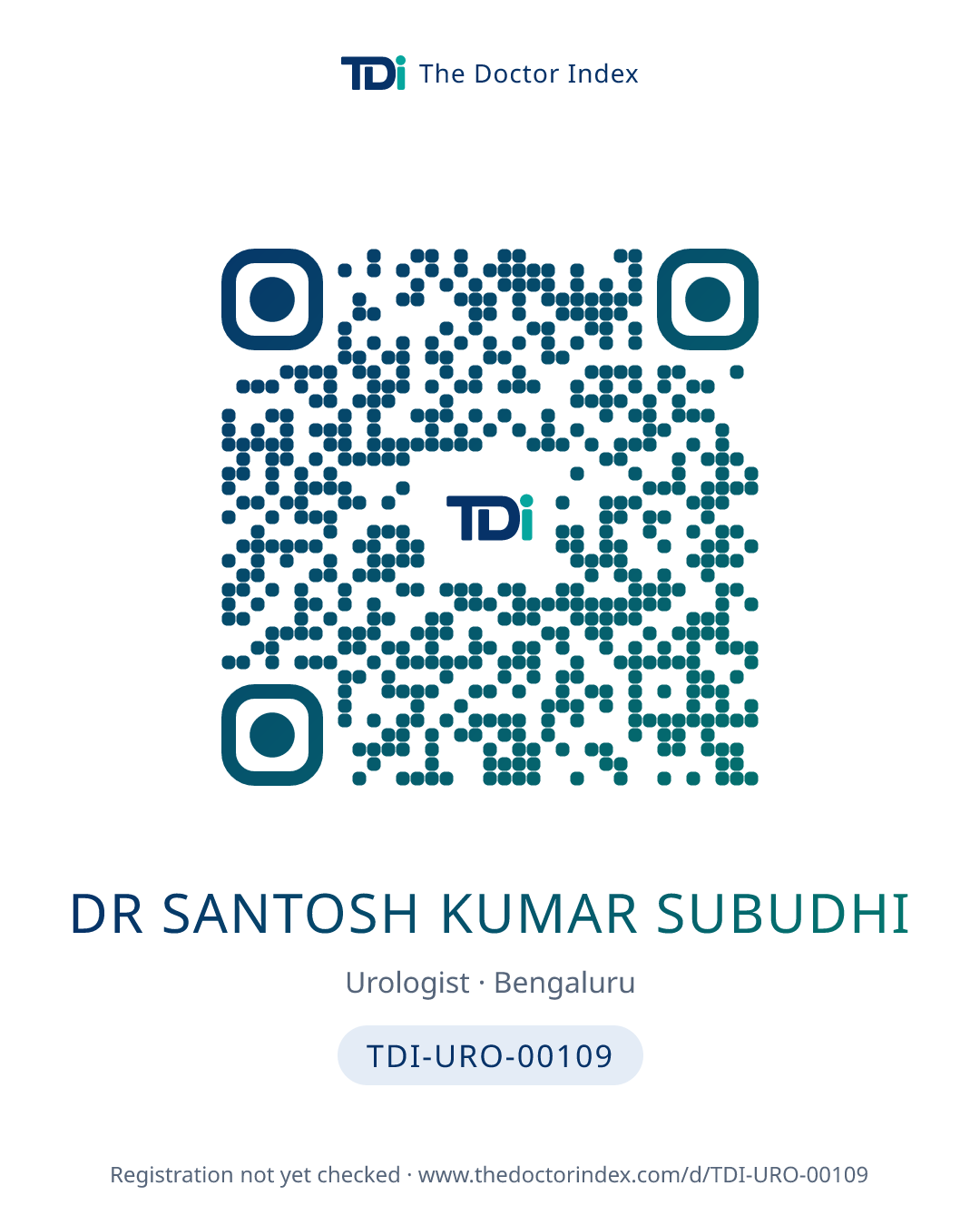 QR card for Dr Santosh Kumar Subudhi, TDI-URO-00109