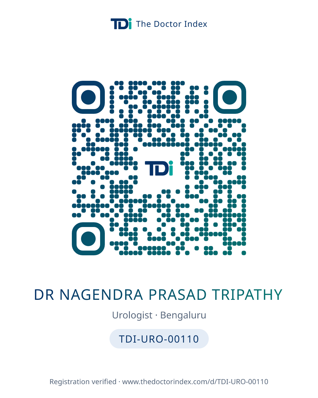 QR card for Dr Nagendra Prasad Tripathy, TDI-URO-00110