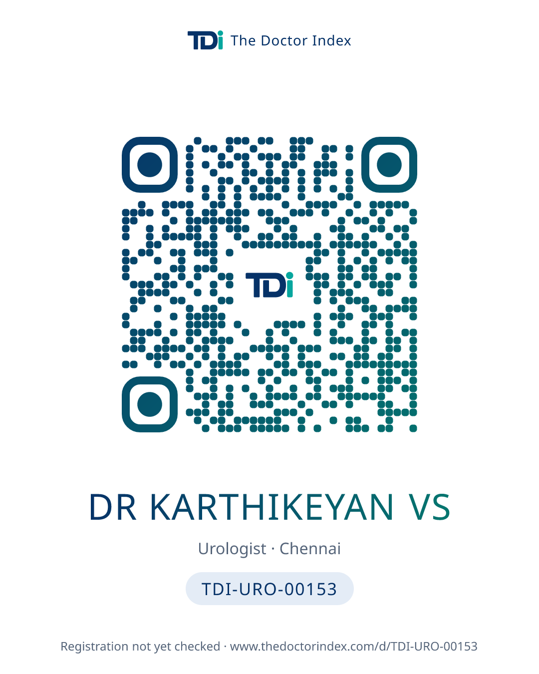 QR card for Dr Karthikeyan Vs, TDI-URO-00153