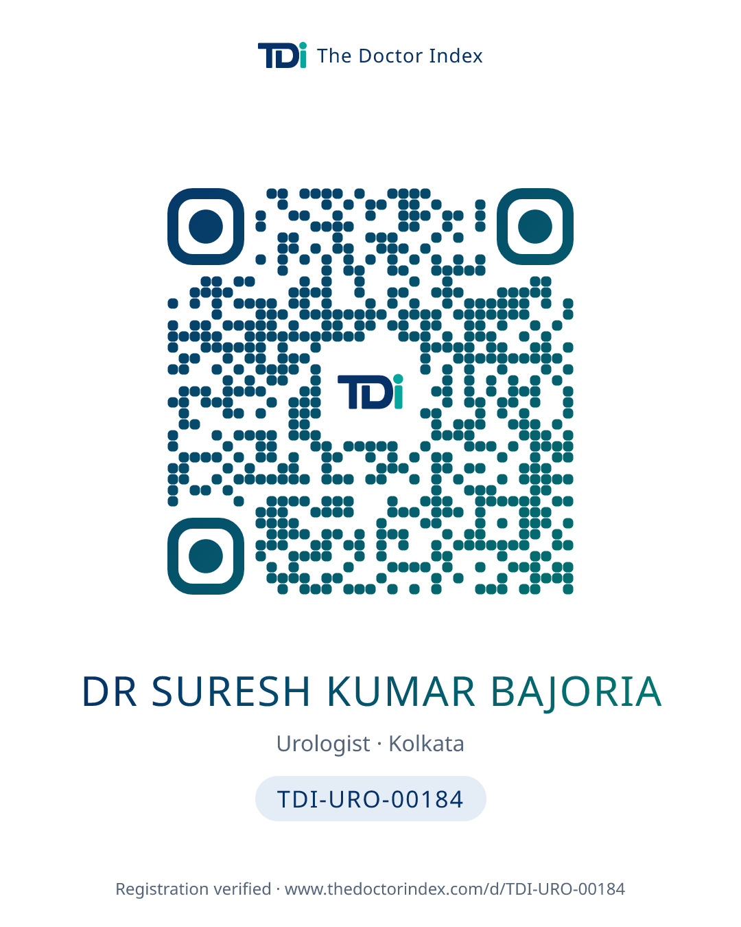 QR card for Dr Suresh Kumar Bajoria, TDI-URO-00184