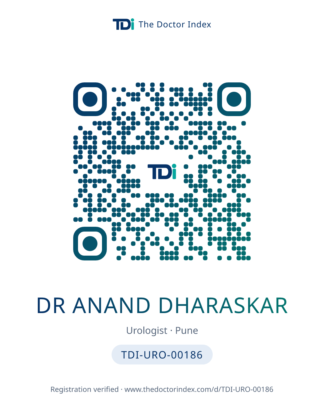 QR card for Dr Anand Dharaskar, TDI-URO-00186