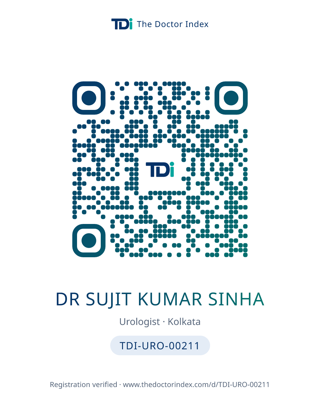 QR card for Dr Sujit Kumar Sinha, TDI-URO-00211