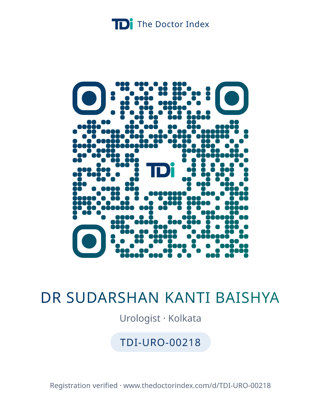 QR card for Dr Sudarshan Kanti Baishya, TDI-URO-00218