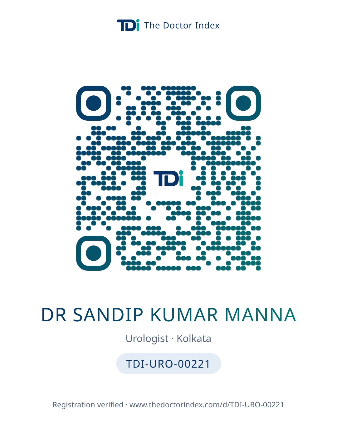 QR card for Dr Sandip Kumar Manna, TDI-URO-00221