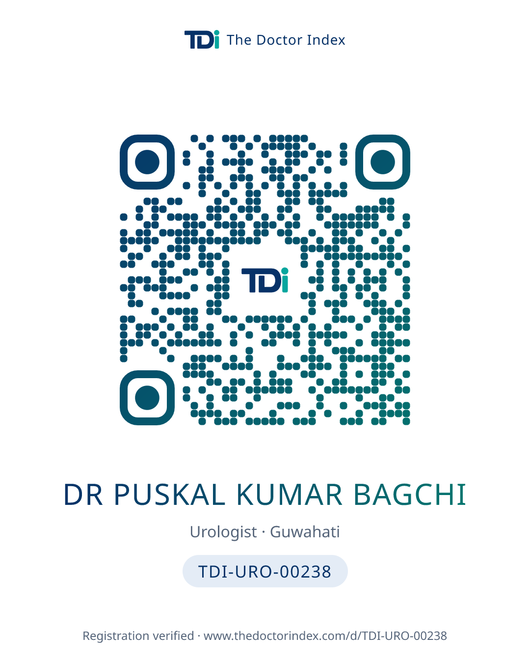 QR card for Dr Puskal Kumar Bagchi, TDI-URO-00238