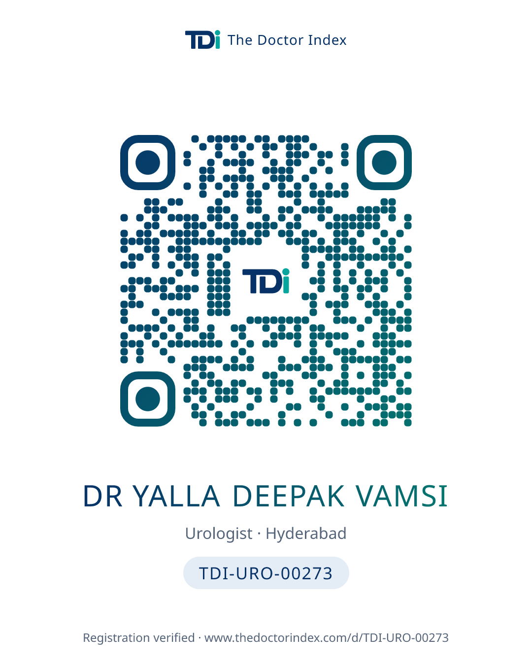 QR card for Dr Yalla Deepak Vamsi, TDI-URO-00273