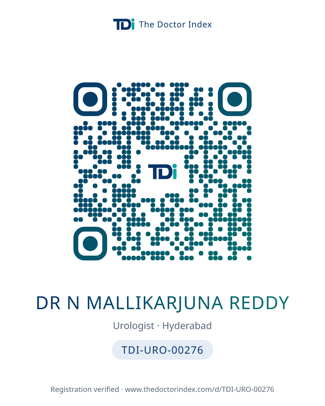 QR card for Dr N Mallikarjuna Reddy, TDI-URO-00276