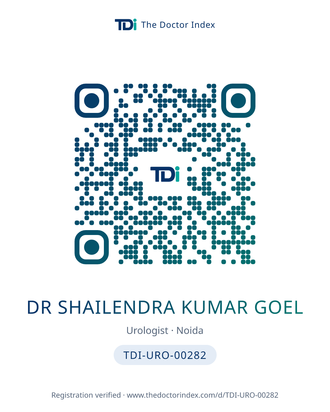 QR card for Dr Shailendra Kumar Goel, TDI-URO-00282