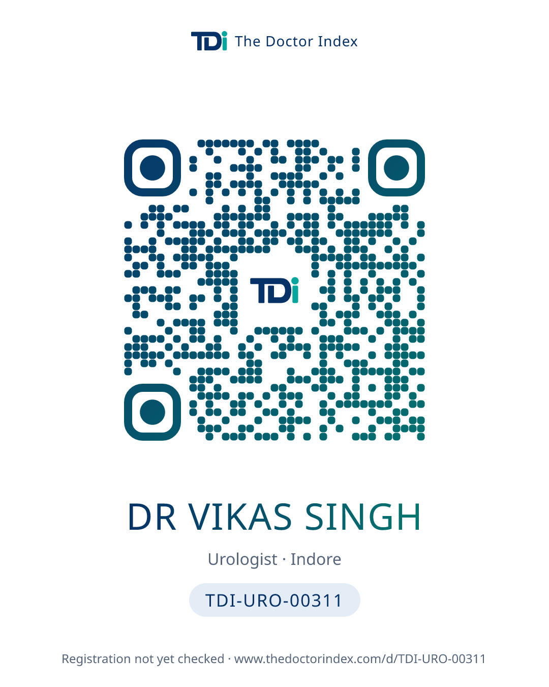 QR card for Dr Vikas Singh, TDI-URO-00311